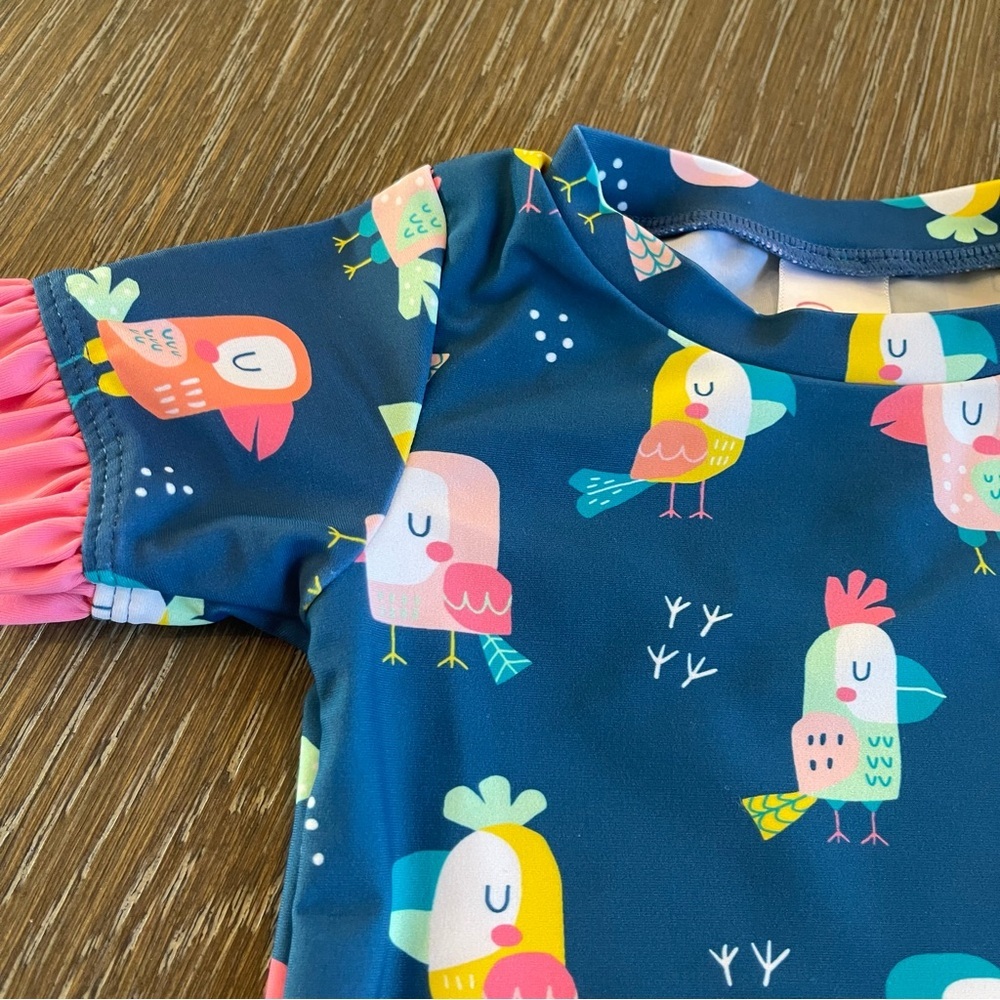 Ruffle Butts Bird Baby Swimsuit Short Sleeve Top Only 6-12M - Picture 4 of 6